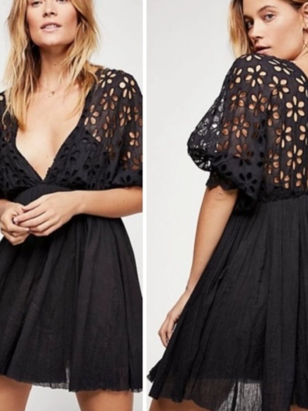 Free People FP One Bella Notte Mini Dress Babydoll Whimsigoth Fairycore Sz S